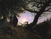 Caspar David Friedrich Man and Woman Contemplating the Moon USA oil painting artist